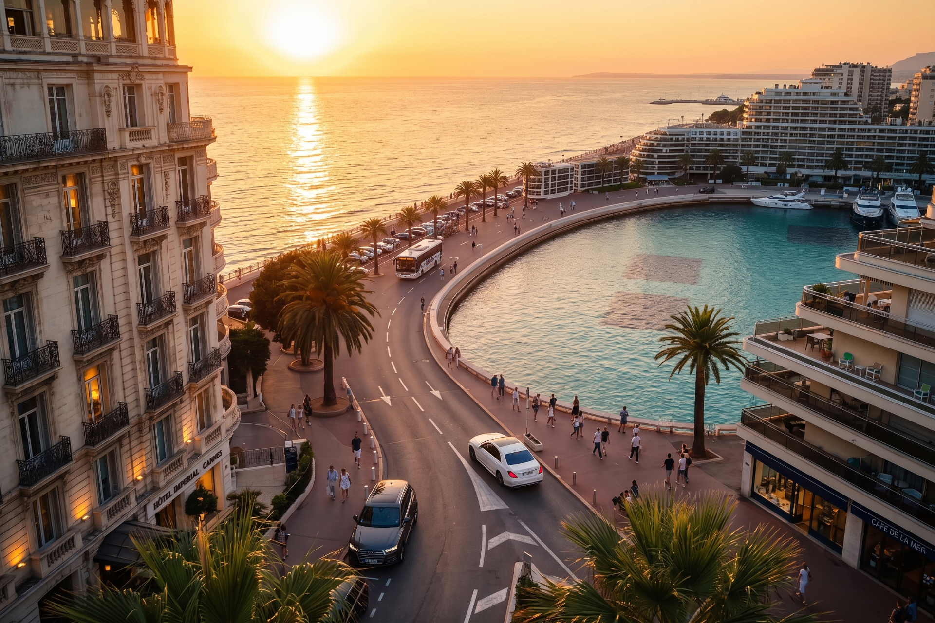 Vue aérienne de la Côte d'Azur entre Nice et Cannes